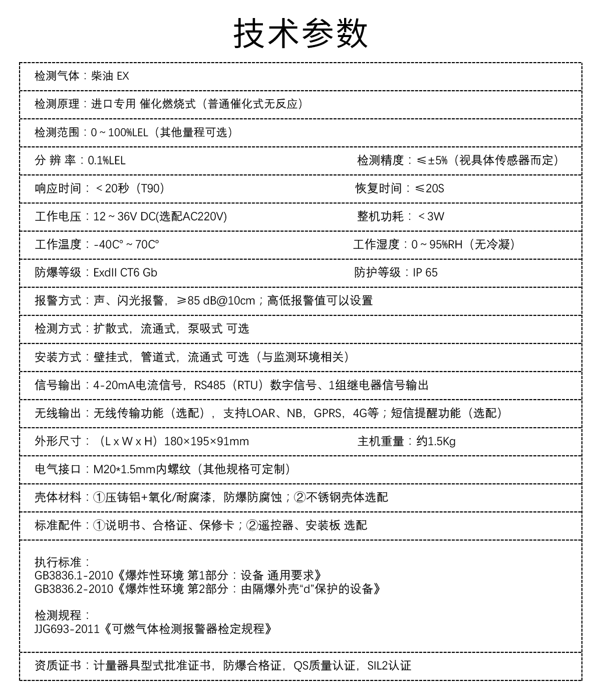 固定式可燃气体检测仪（柴油）