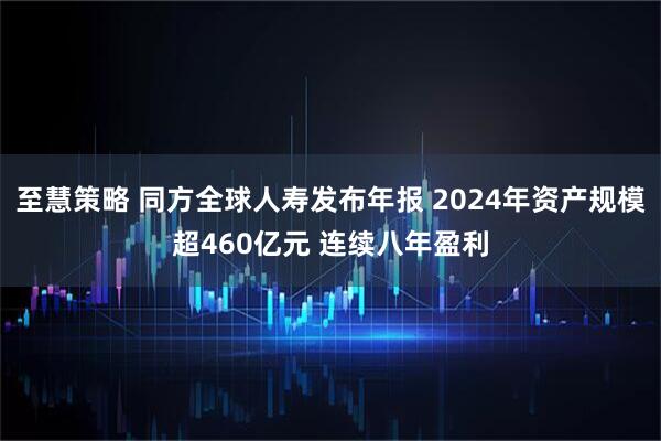 至慧策略 同方全球人寿发布年报 2024年资产规模超460亿元 连续八年盈利