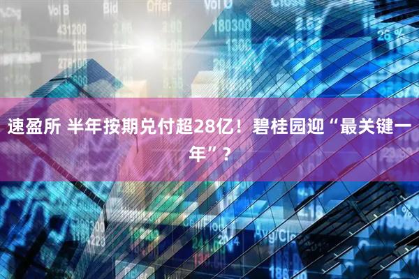 速盈所 半年按期兑付超28亿！碧桂园迎“最关键一年”？